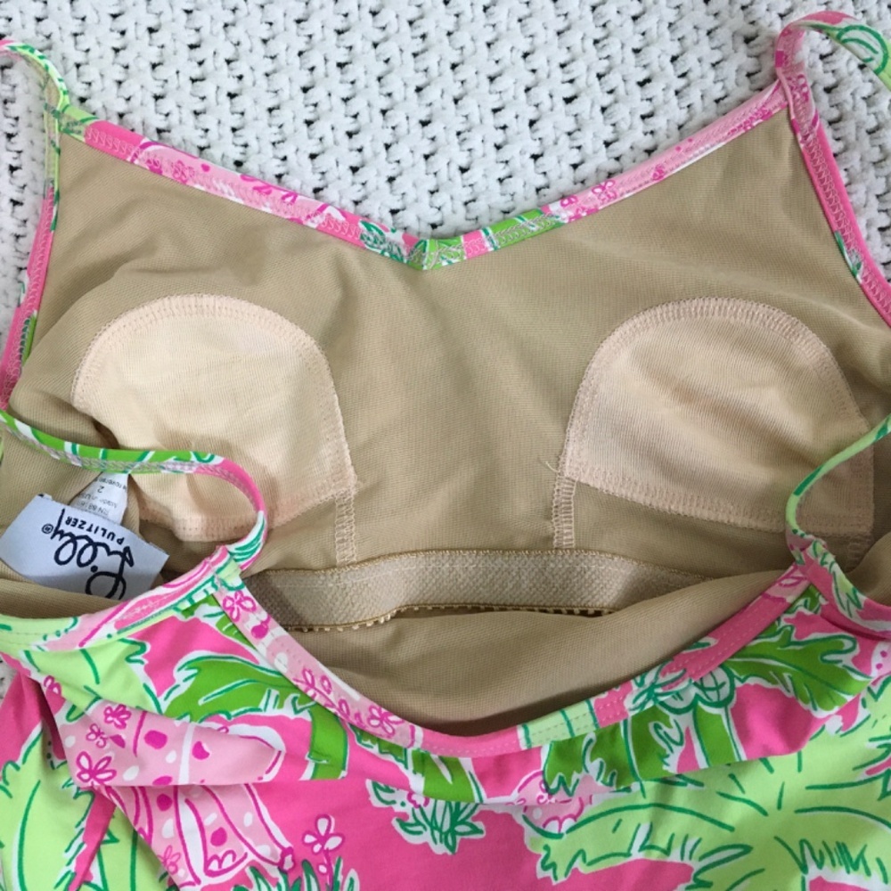 LILLY PULITZER COLORFUL PINK AND GREEN 2 PIECE SIZE 2 WOMANS SWIM SUIT - Picture 6 of 9